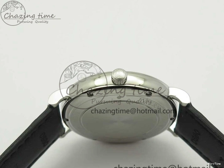 MIROTIME 0808 Portofino Automatic SS FKF 1:1 Best Edition White Dial RG Markers on Black Leather Strap A Stretchable 7141